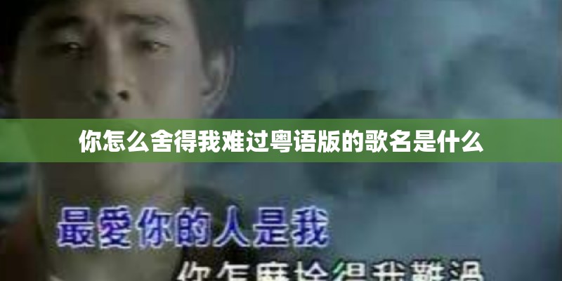 你怎么舍得我难过粤语版的歌名是什么
