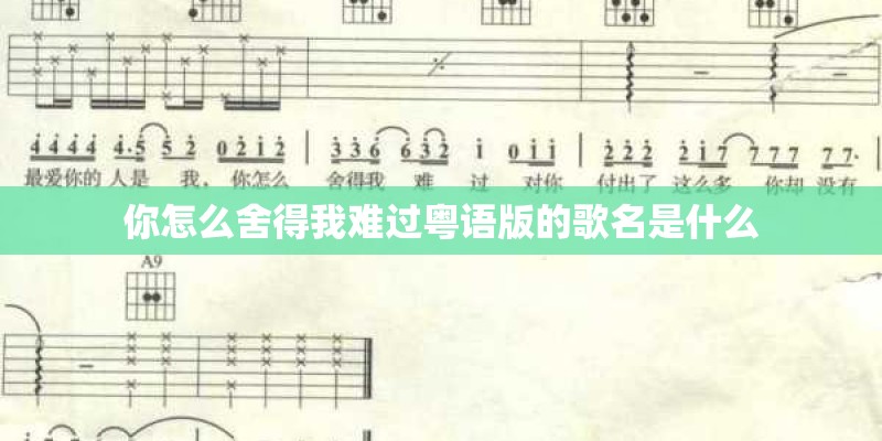 你怎么舍得我难过粤语版的歌名是什么