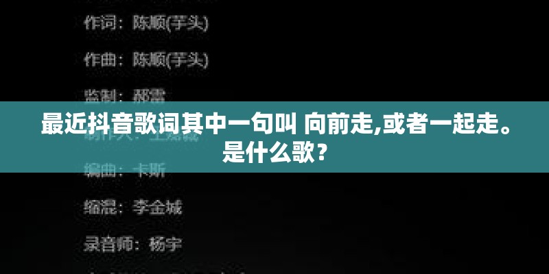 最近抖音歌词其中一句叫 向前走,或者一起走。是什么歌？