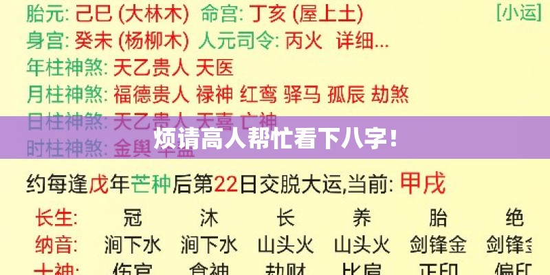 烦请高人帮忙看下八字！