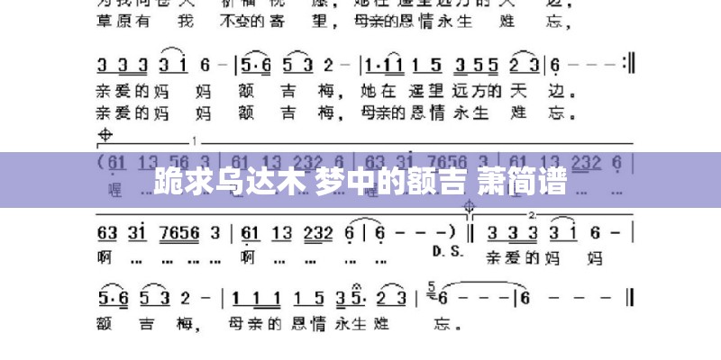 跪求乌达木 梦中的额吉 萧简谱