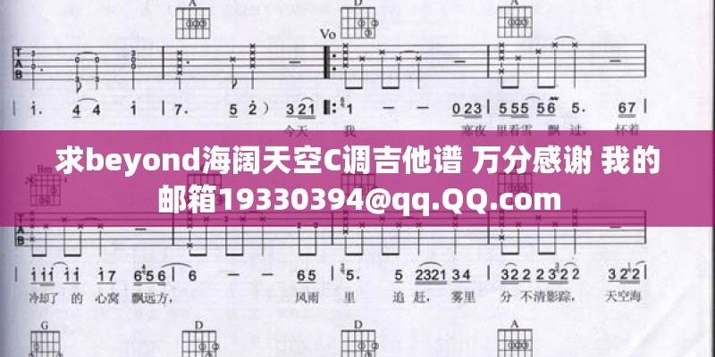 求beyond海阔天空C调吉他谱 万分感谢 我的邮箱19330394@qq.QQ.com